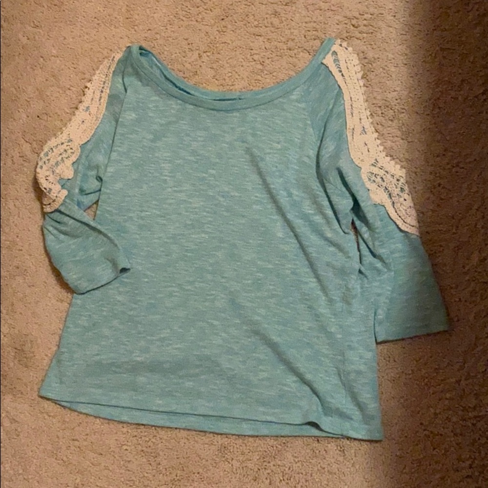 Teal/green Cold Shoulder Quarter Sleeve